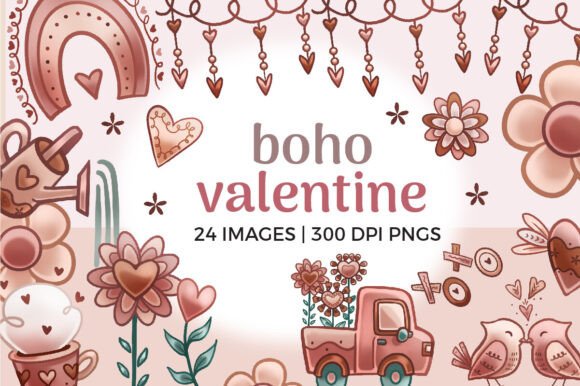 Download Boho Valentine Clipart - Valentine Collection
