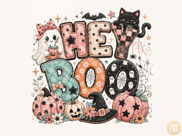 Download Hey Boo Retro Halloween PNG - Retro halloween png Collection