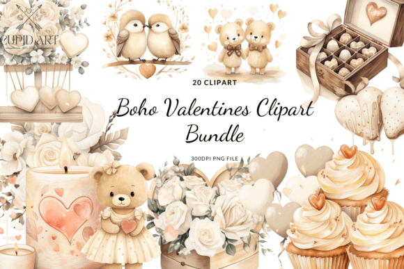 Download Boho Valentines Clipart Bundle - Valentine Collection