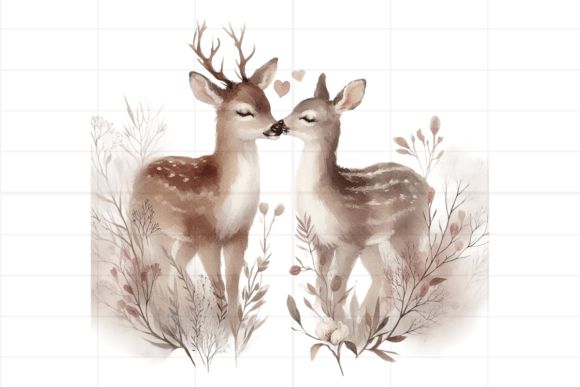 Download Watercolor Boho Deer Valentine Clipart - Valentine Collection