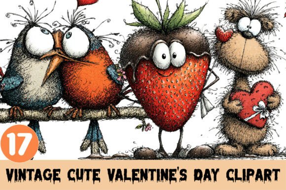 Download Vintage Cute Valentine's Day Clipart. - Valentine Collection