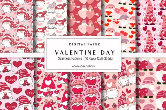 Download Valentines Day	Gnome Digital Paper - Valentine Collection