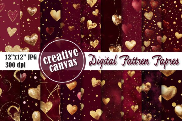 Download Gold Glitter Heart Digital Paper Bundle - Heart digital paper Collection