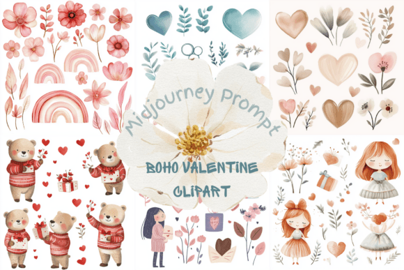 Download Prompt for Boho Valentine Clipart - Valentine Collection