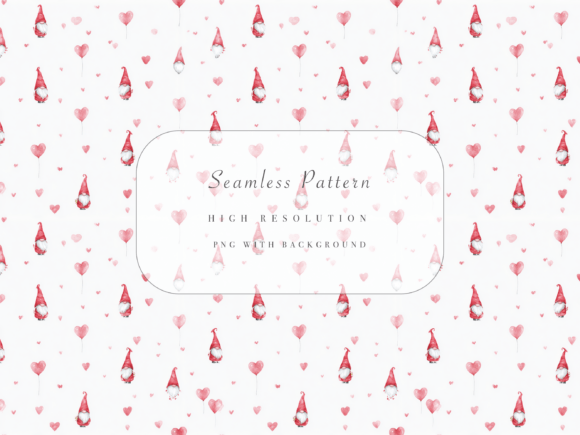 Download Valentine Gnome Seamless Pattern PNG - Valentine Collection