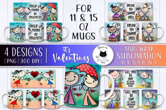 Download Cute Valentines Day Mug Wraps | Love PNG - Valentine Collection