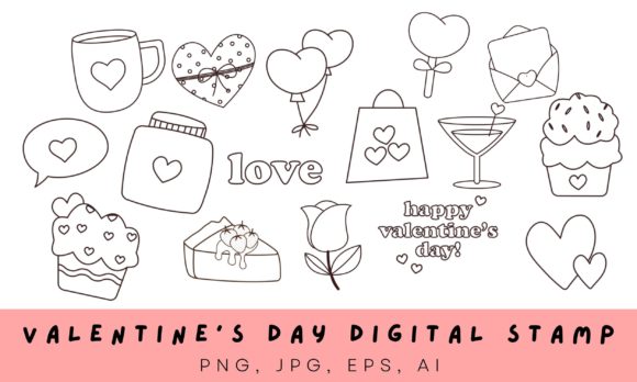 Download Valentine's Day Digital Stamp Set - Valentine Collection
