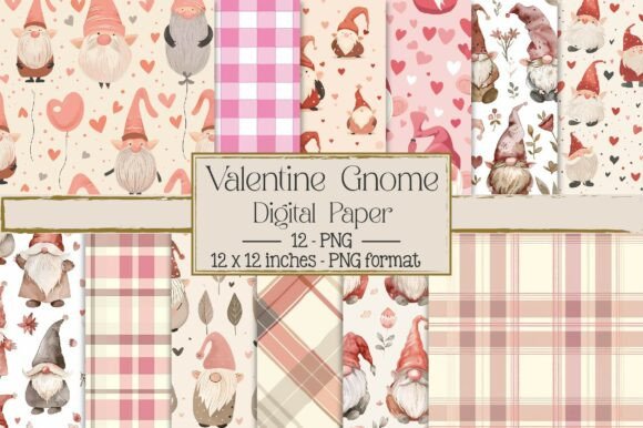 Download Valentine Gnome Digital Paper - Valentine Collection