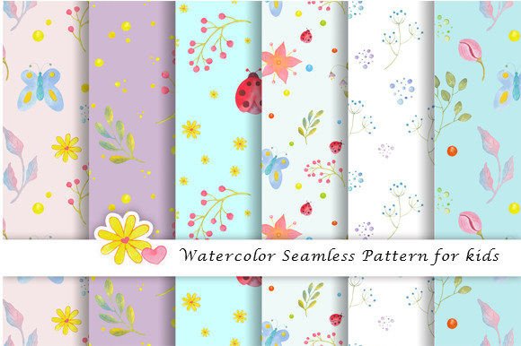 Download Watercolor Seamless Patterns for Kids - Patterns for kids Collection