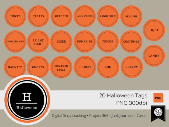 Download Digital Scrapbooking Halloween Tags (Set - Scrapbooking halloween Collection