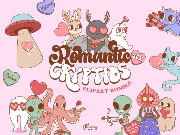 Download Cute Valentine's Day Cryptids Clipart - Valentine Collection
