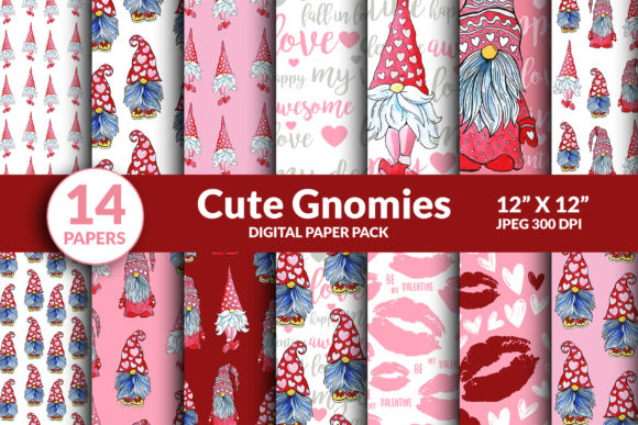 Download Valentine Gnome Digital Paper Seamless - Valentine Collection