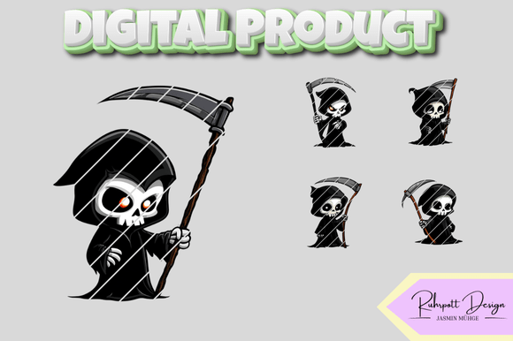 Download Cute Grim Reaper Stamps - Premium Resources