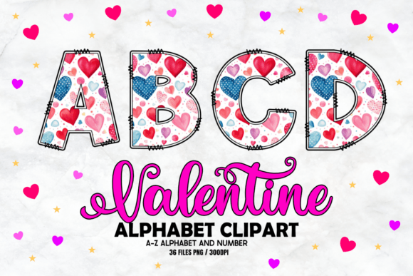 Download Valentine Heart Doodle Alphabets PNG - Valentine Collection